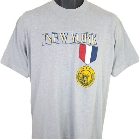 New York City T Shirt Vintage 80s Statue Of Liberty NYC Made In USA Mens Medium - Picture 1 of 6